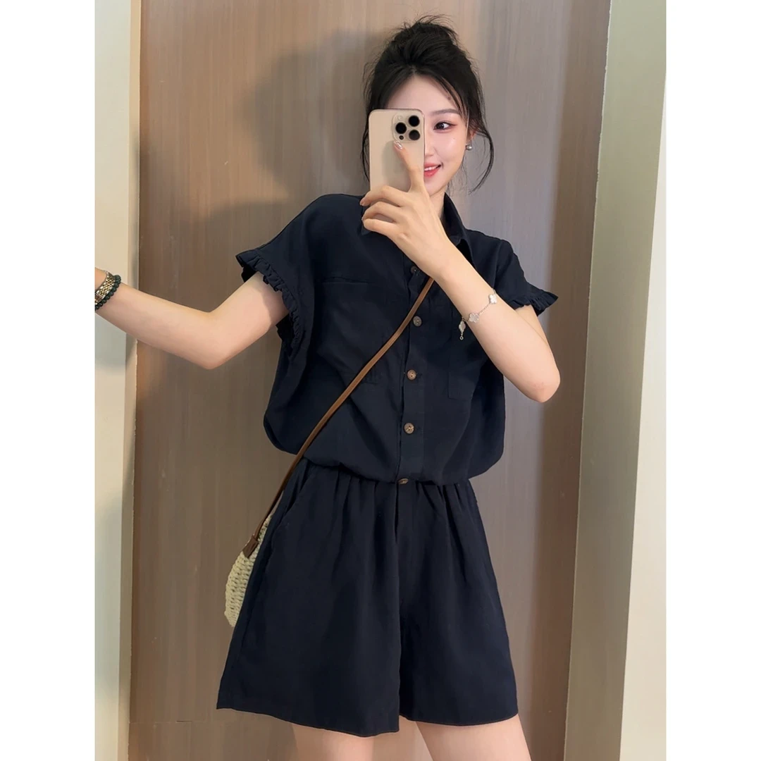 【现货】mus订制~极简两件套夏季新款高品质亚麻短裤两件套装