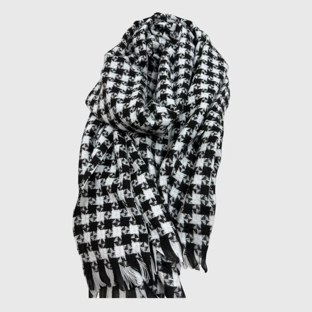 薄款围脖保暖女装女士千鸟格秋冬围巾不掉色韩版针织