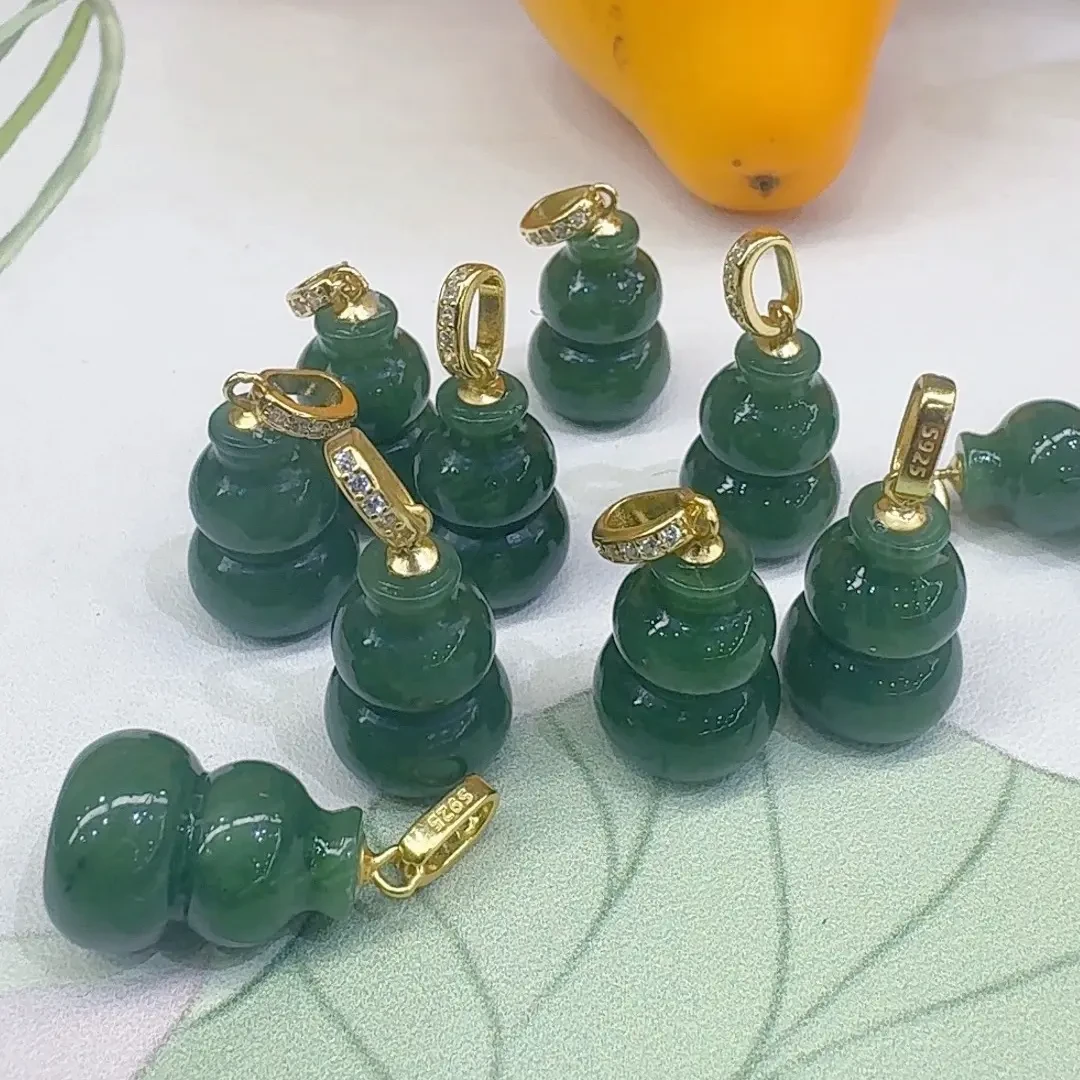 天然和田玉碧玉S925扣头葫芦吊坠和田玉老坑福禄吊坠多样性发一