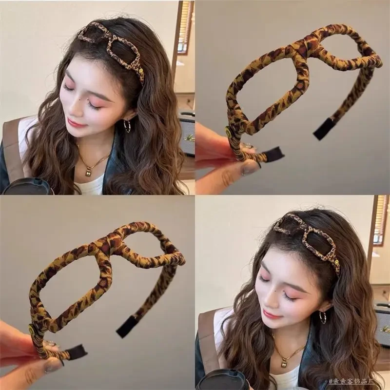 韩系风高端豹纹眼镜发箍高级感发卡女高颅顶2025新款外出百搭头箍