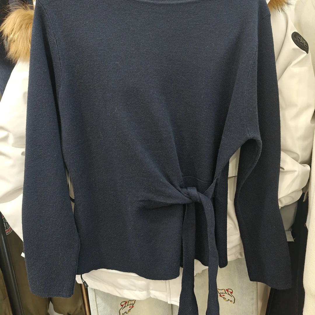 咔嗞咔嗞秋冬女式韩版宽松显瘦针织衫绑带设计百搭上衣