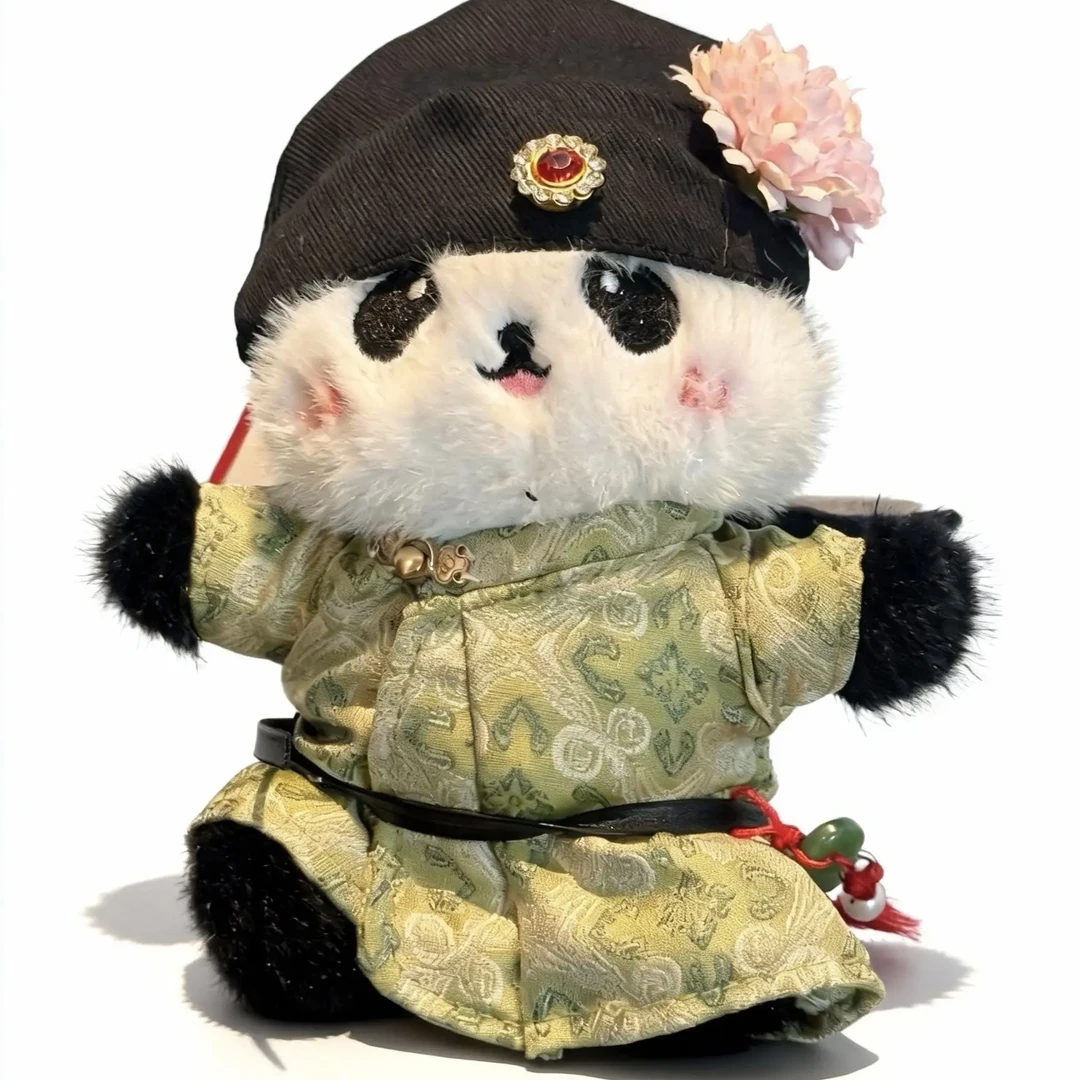 国风熊猫花叶毛绒挂件汉服圣诞萌系可爱摆件钥匙扣礼物玩偶10cm款