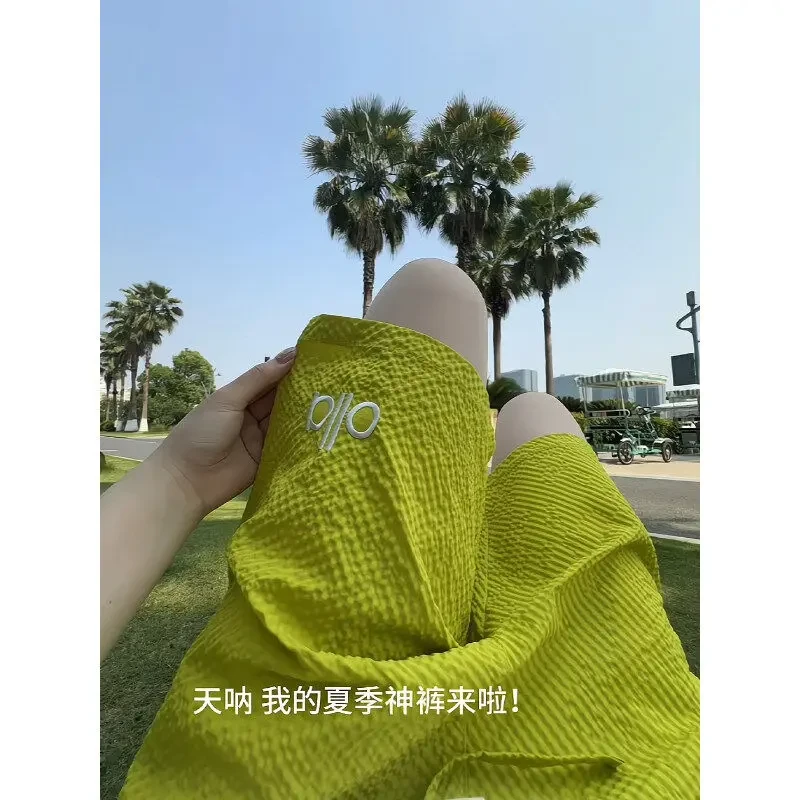 美式泡泡纱速干短裤男夏季薄款小众刺绣五分裤子宽松不过膝沙滩裤