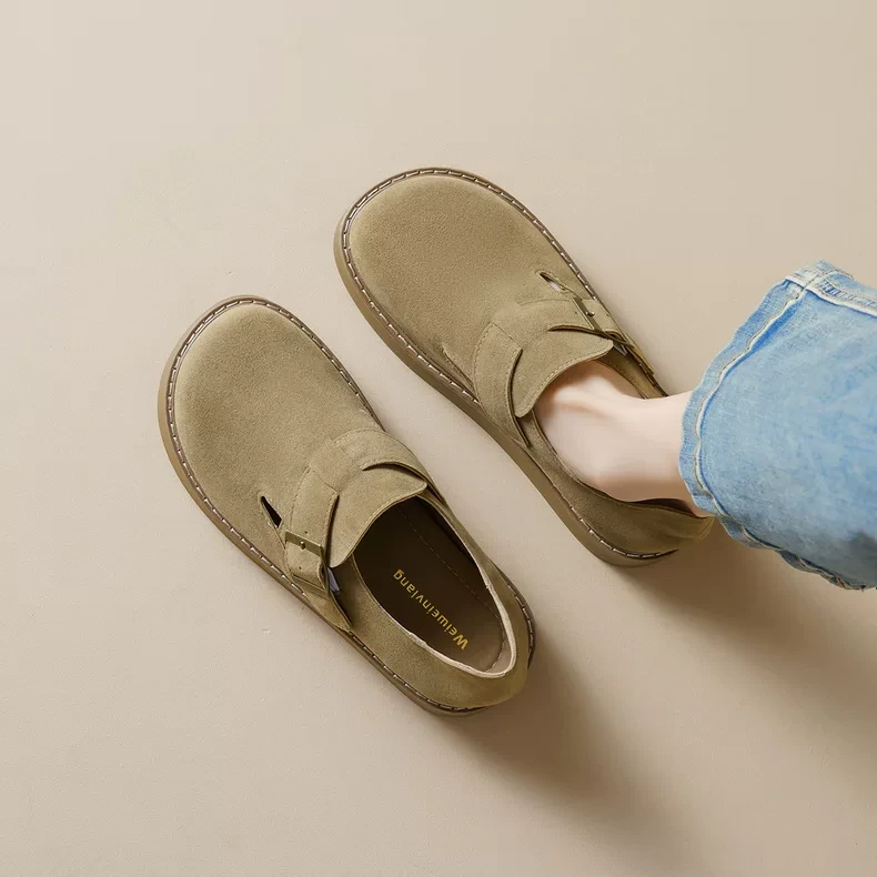 小个子厚底勃肯鞋复古风2025新款秋季休闲百搭一脚蹬博肯浅口单鞋