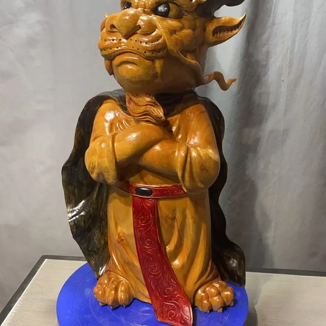 香樟木彩绘龙王手工创意十二生肖弥勒佛大圣动物孙悟空财神老虎