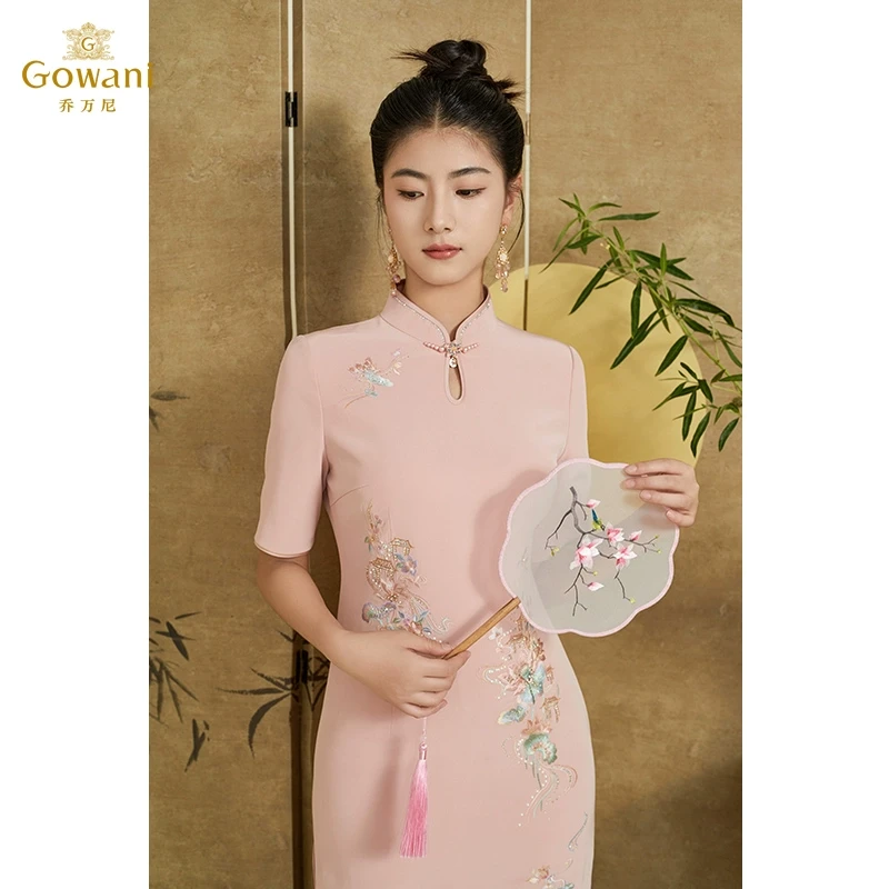 乔万尼2025新款连衣裙新中式旗袍刺绣设计高级感EM1E125102