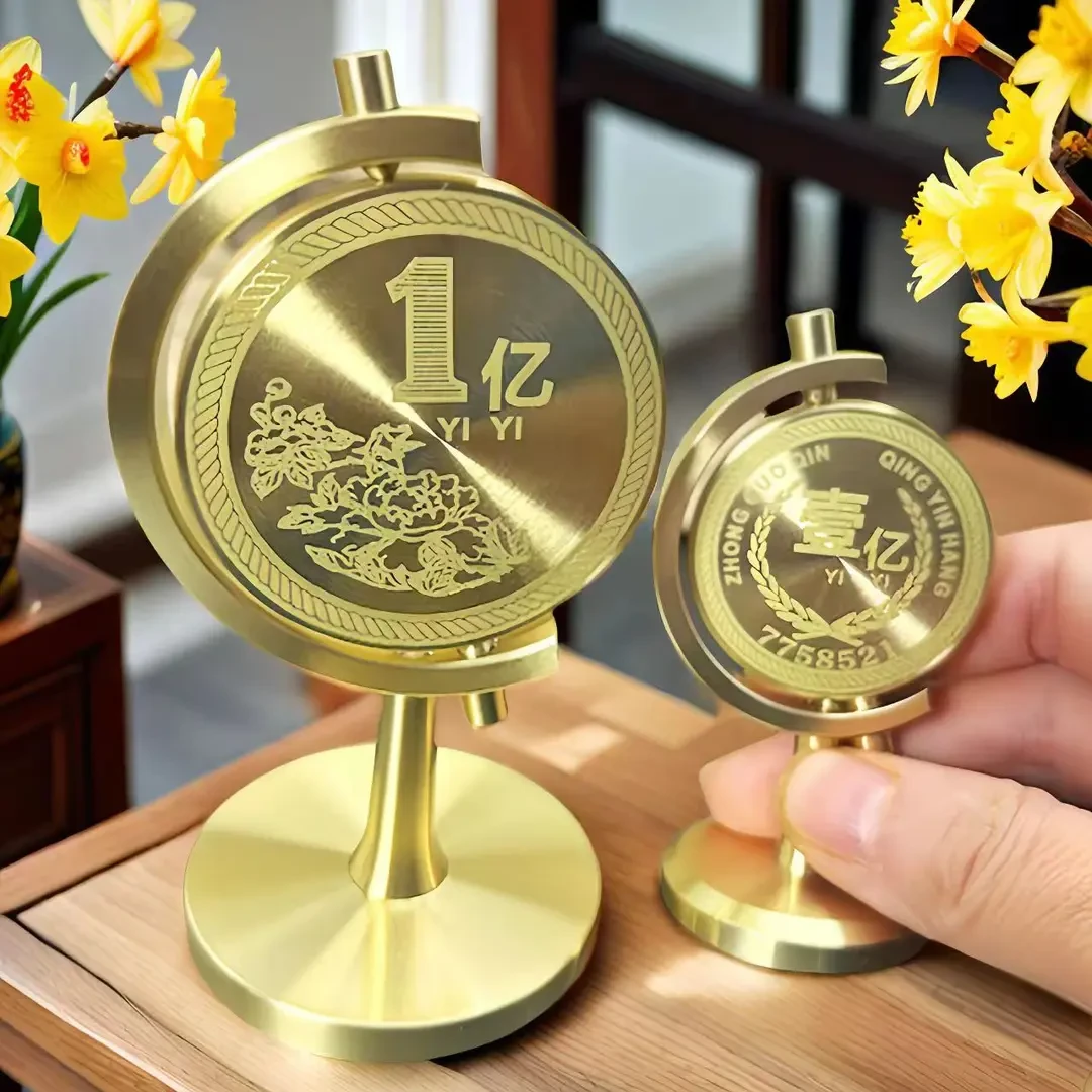 黄铜实心摆件高档一个亿书房客厅车载办公室创意时来运转桌面摆件
