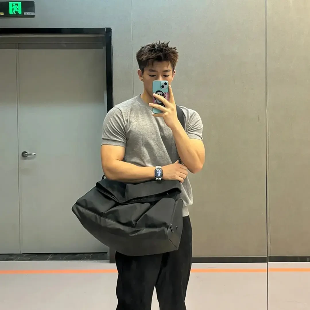 老钱风灰色针织短袖男款夏季透气凉感收袖口T恤健身显肌肉半截袖