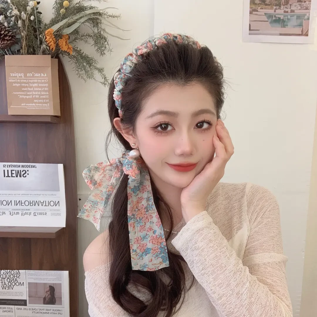 田园小碎花升级了！新款碎花飘带发箍甜妹氛围发箍蓬松高颅顶头箍
