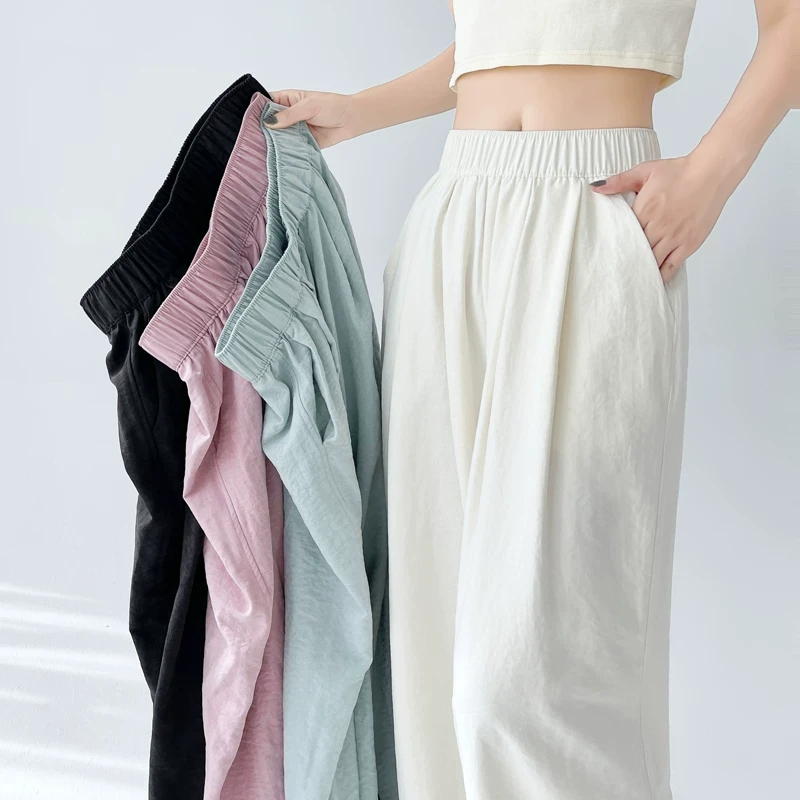 麻阔腿裤女夏季薄款小个子高腰显瘦宽松休闲垂感拖地山本裤