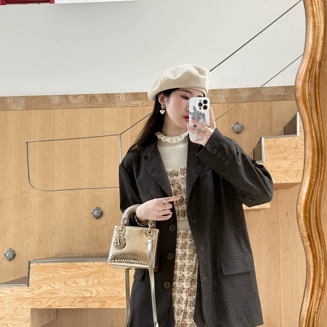 4折Howalook Martini飘带西装 色织双色暗纹慵懒西装外套