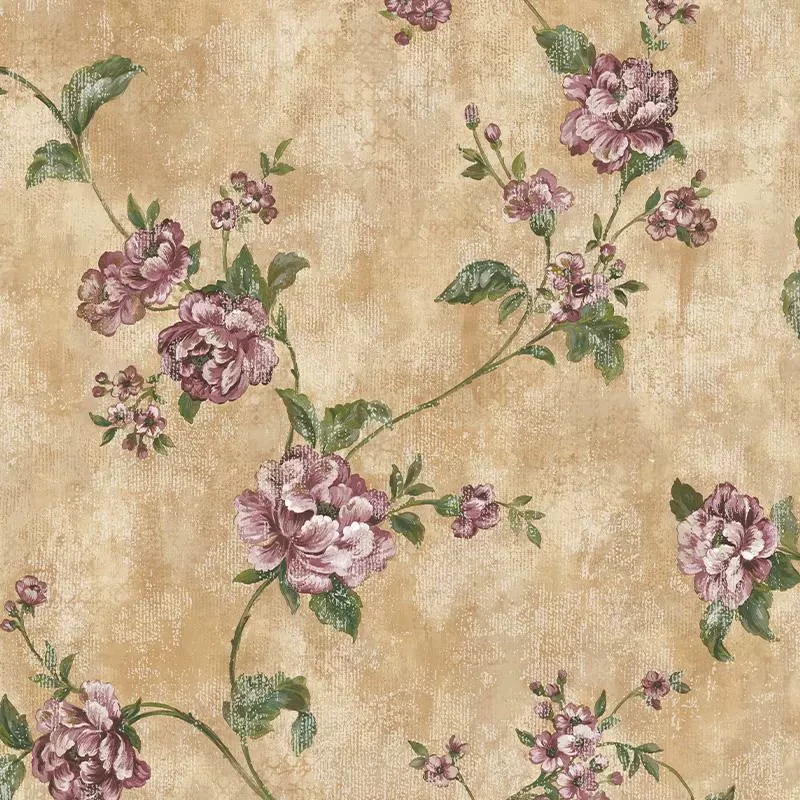 美国约克纯纸环保壁纸美式复古风田园花卧室客厅别墅背景墙纸现货