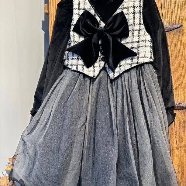 女童秋冬洋气加绒网纱公主风连衣裙礼服童装