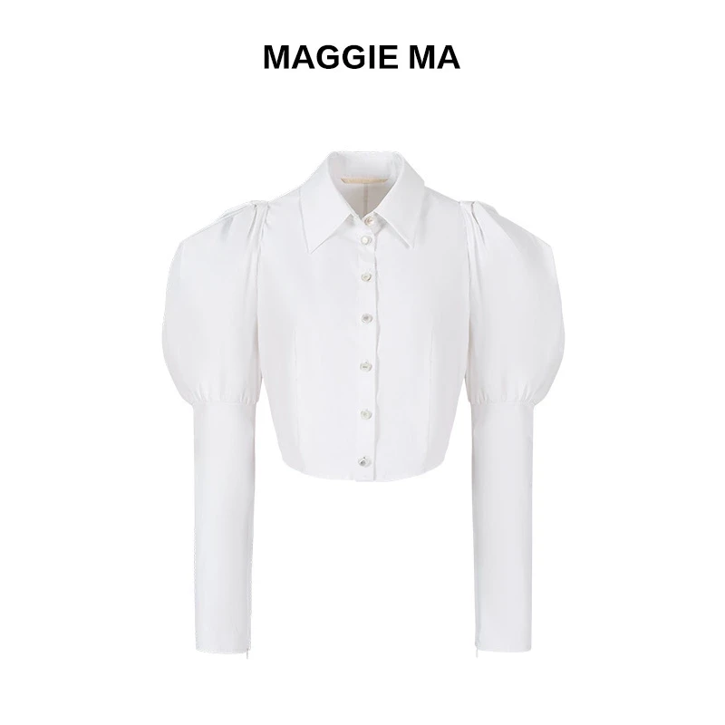 MAGGIE MA马婧千金清冷感贵系衣服小众女装花苞袖新款衬衫女979S