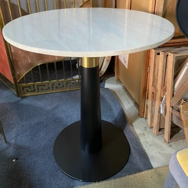 轻奢岩板小圆桌茶几售楼处洽谈桌咖啡桌极简设计时尚简约白色客厅