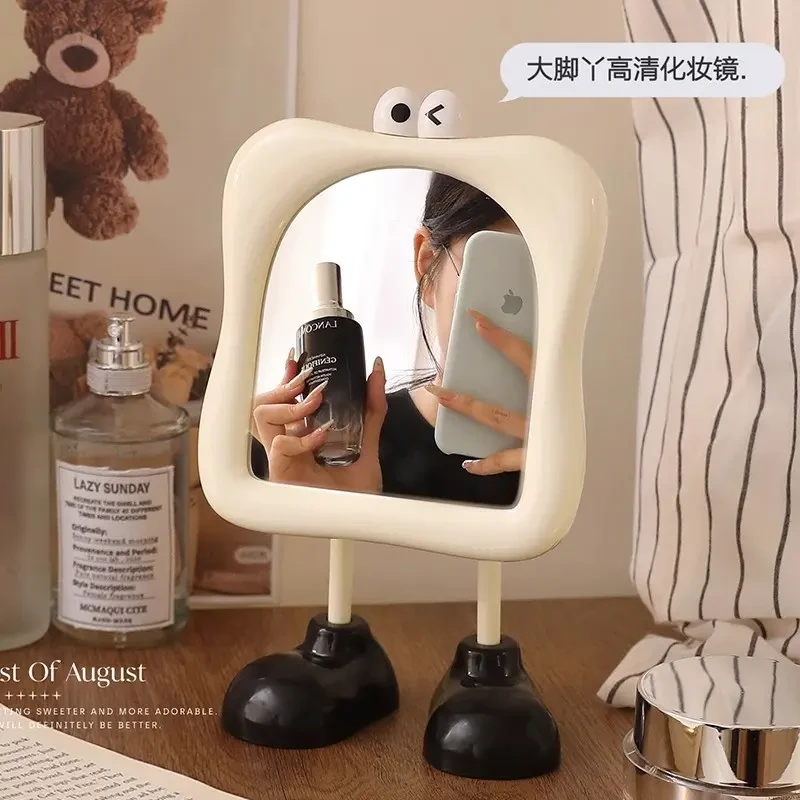 大眼趣味镜子化妆镜学生宿舍女可爱桌面台式可立便携高颜值梳妆镜
