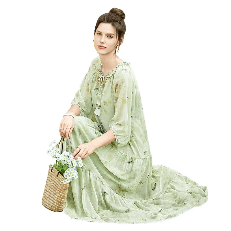 她池2025春装新款女时尚套装小清新连衣裙搭吊带两件套T51B0223N