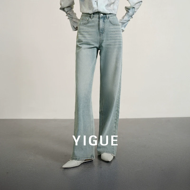 【新东方】亦谷复古蓝直筒牛仔裤女装2025春季新款休闲裤子G5CAQ176