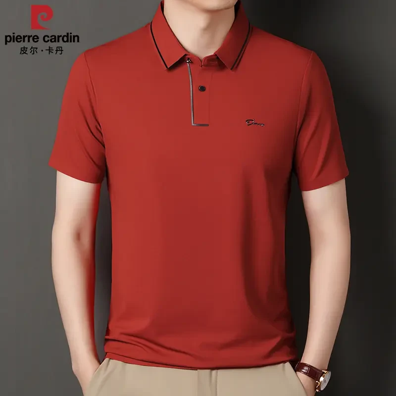 皮尔卡丹2025高档商务男士夏季短袖纯色衫中年休闲免烫薄款恤氨纶