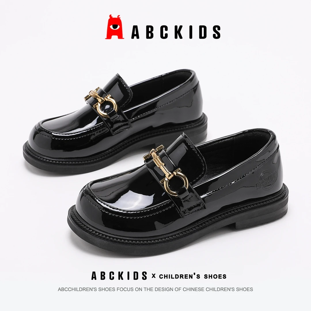 abckids【达舅】春季鞋子小女孩黑色软底皮鞋乐福鞋SY513603011AX