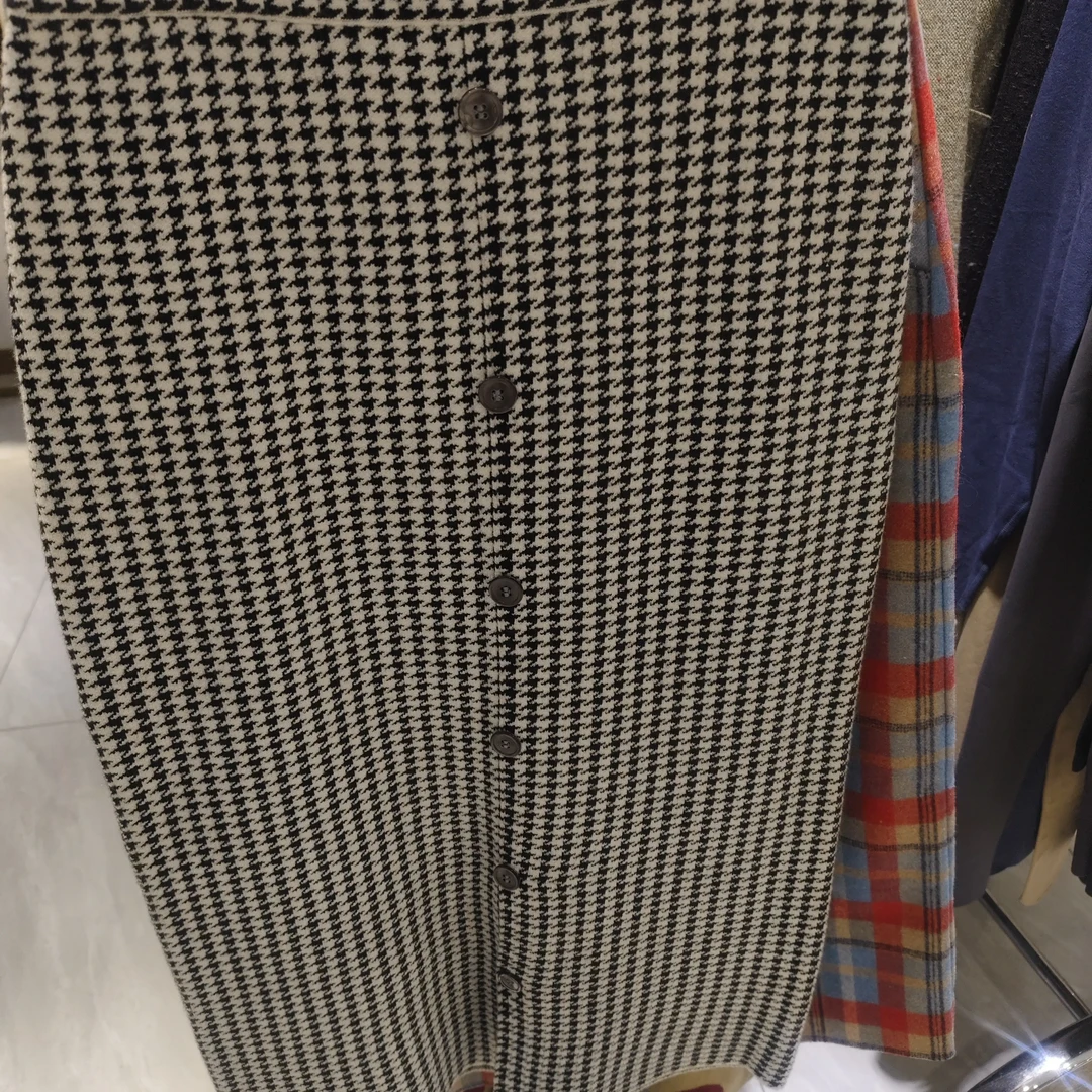 秋冬新款千鸟格高腰显瘦时尚百搭半身裙