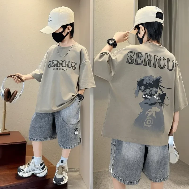 【火影薄款帅气】童装夏季男童夏装套装短袖儿童炸街男孩两件套潮