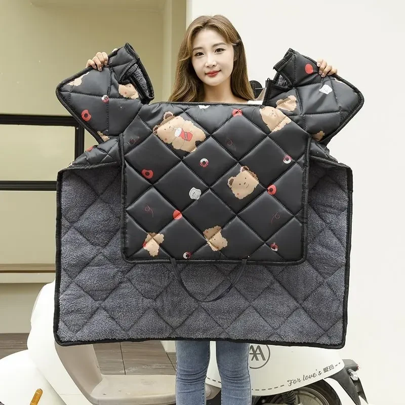 电动车电瓶车挡风被冬季加绒加厚摩托车防风防水罩冬新款四季K