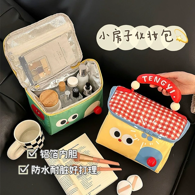 可爱手提化妆包大容量分区收纳便携防水化妆品化妆刷女洗漱收纳包