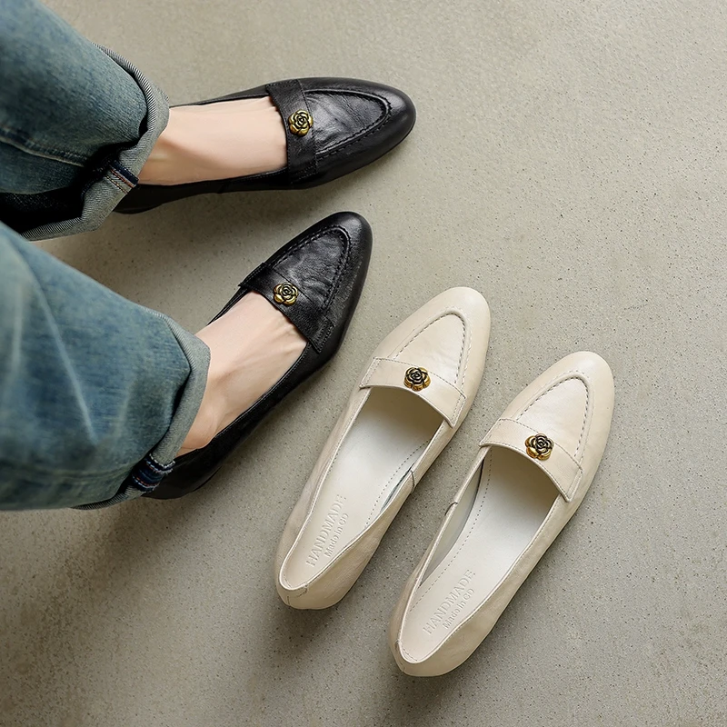 3.5cm 小众高级感2025春秋季平底鞋法式复古深口女单鞋百搭乐福鞋