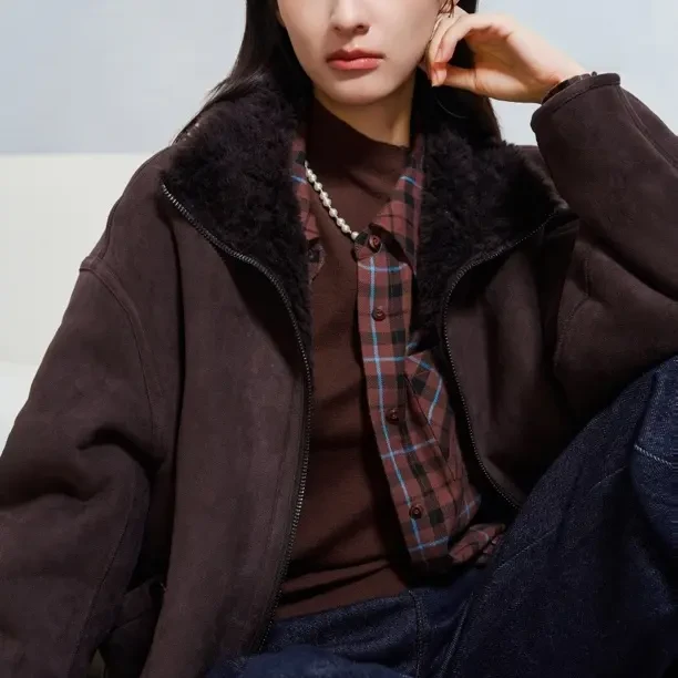 【店铺同款】LIVELY.YAN俪妍 复古两面穿羊羔毛外套