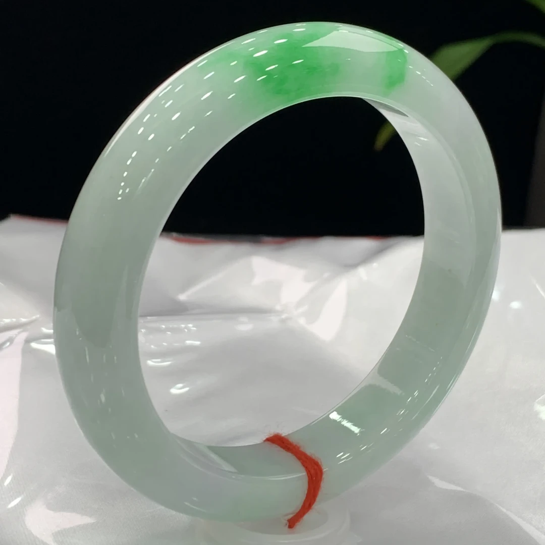 天然翡翠手镯A货飘阳绿-正圈57.5圈口时尚气质女款