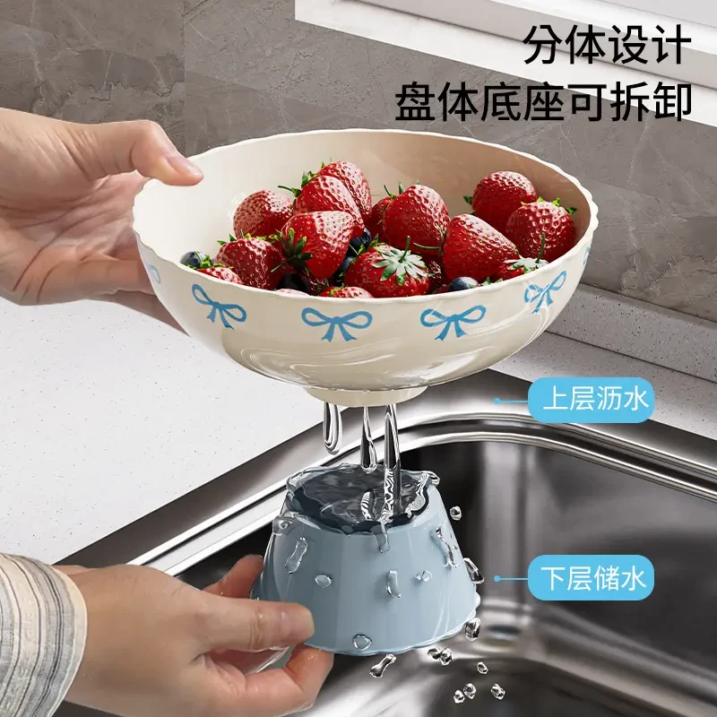 拍一发二多巴胺水果盘客厅新款高颜值高档沥水托盘创意摆放盘TL