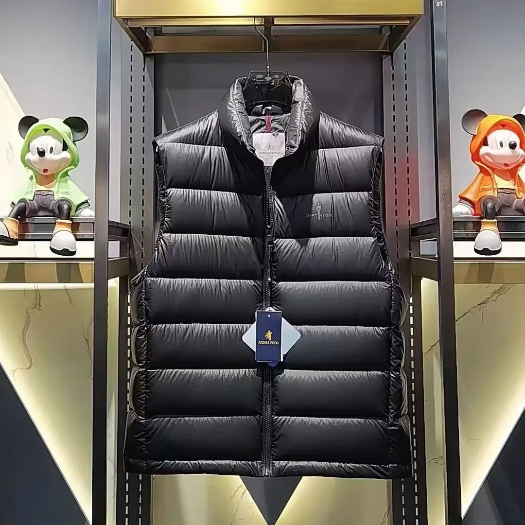 未使用单排扣立领亮面背心男女同款