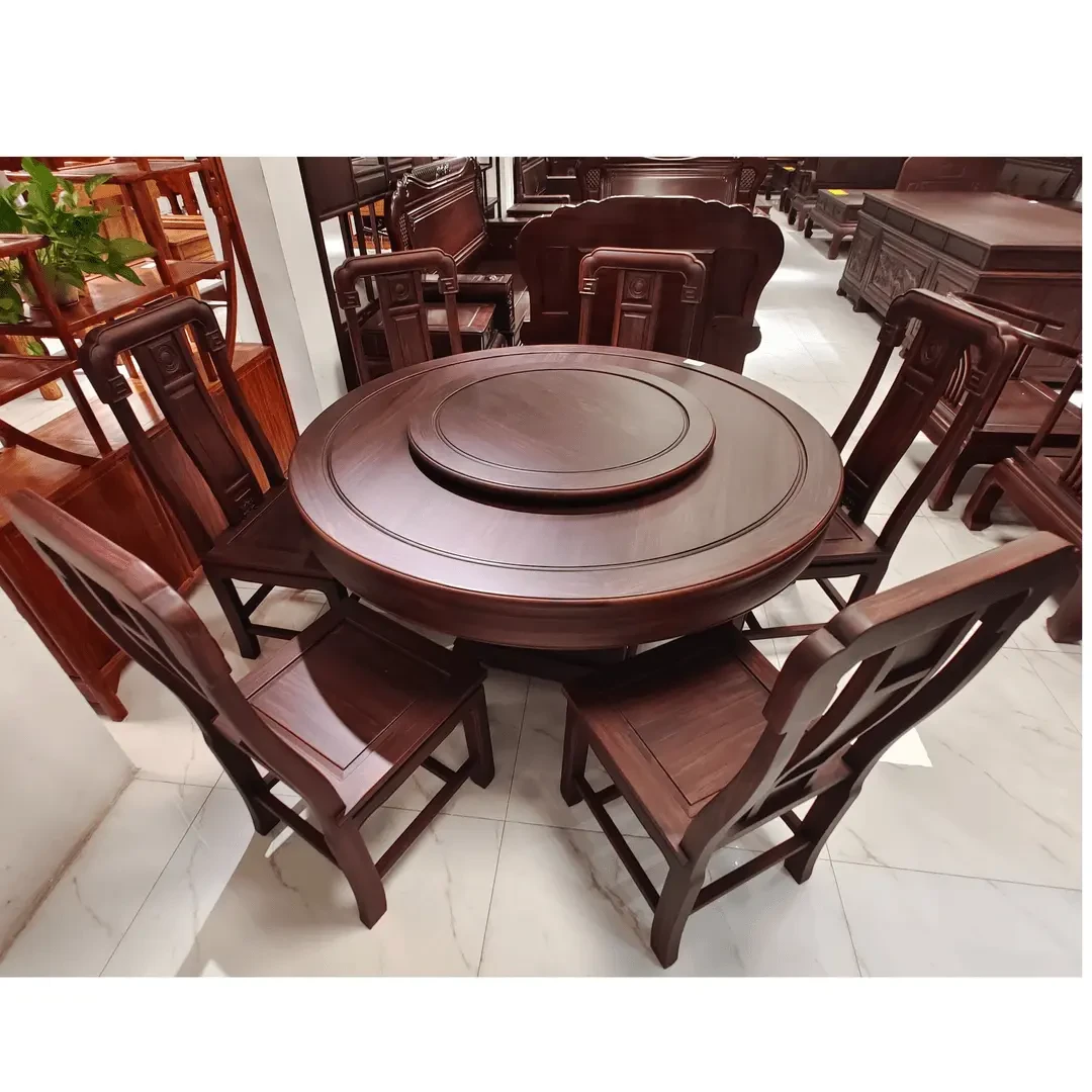 新中式138圆台餐桌家用吃饭桌