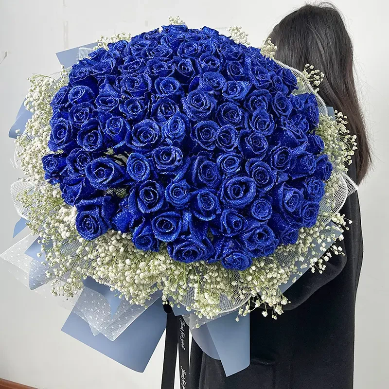 蓝色妖姬玫瑰花束礼盒北京鲜花速递同城广州上海重庆配送生日店