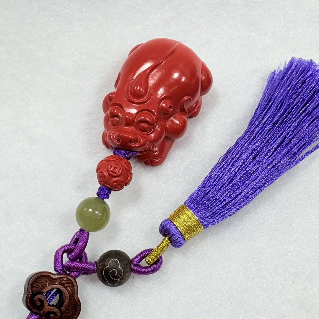 含辰砂工艺品高含量朱砂红砂设计款貔貅包挂别挂转运饰品