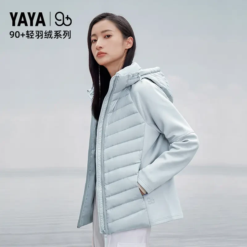 YAYA/鸭鸭羽绒服女2024年新款冬季小个子轻薄连帽短款YE3A612072Y