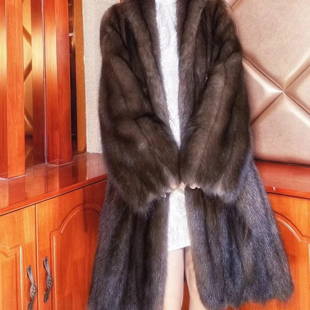 进口水貂长款皮草大衣女冬季时尚保暖
