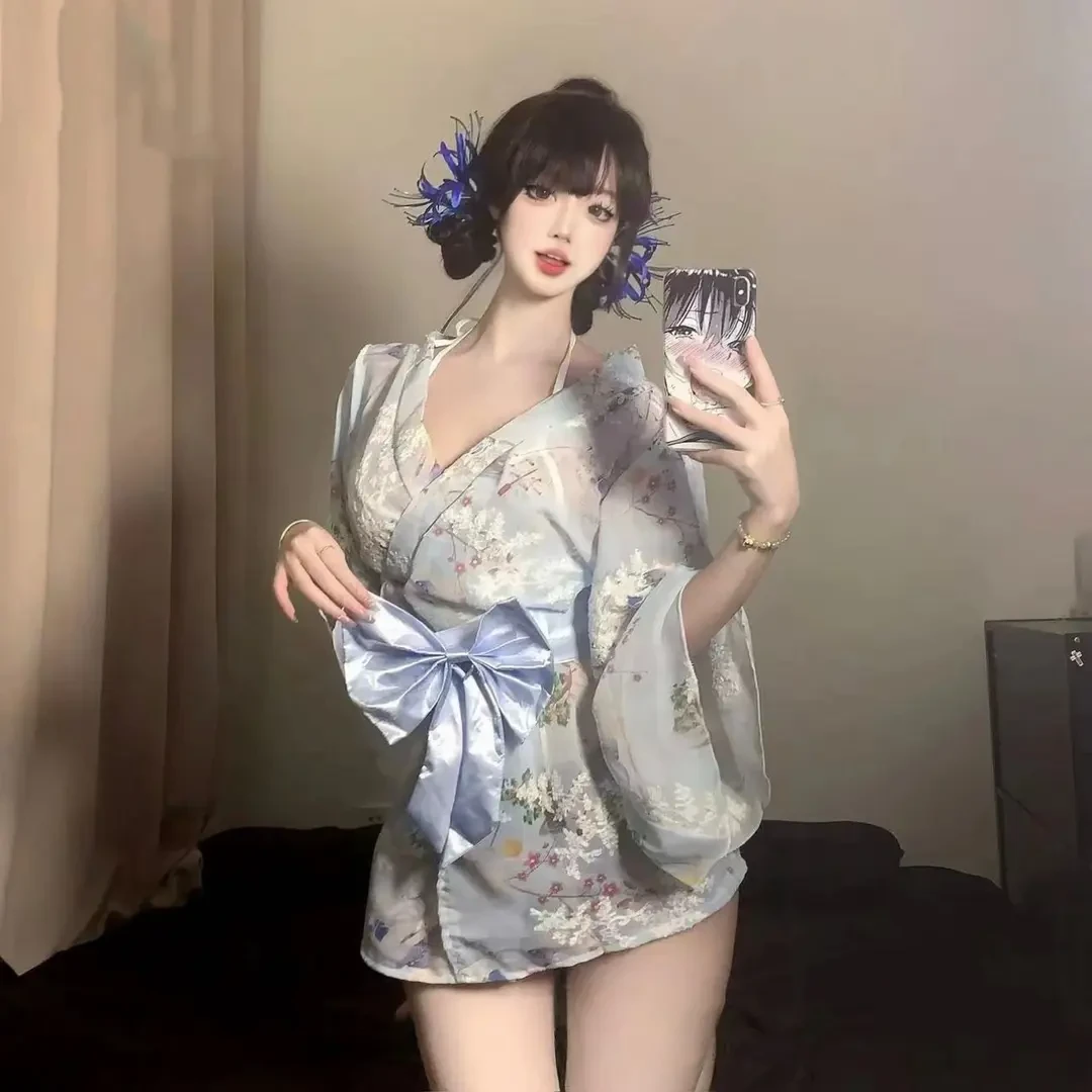【69乐园】性感显瘦睡衣夏季大码套装小胸制服气质印花甜美