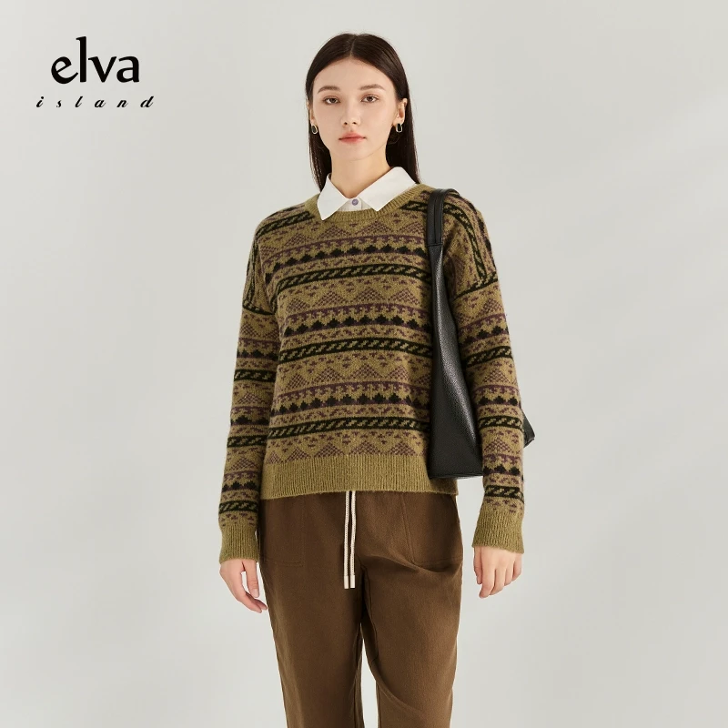 【小铃铛】【专柜同款】Elva' Island兔毛针织加厚保暖百搭毛衣秋冬