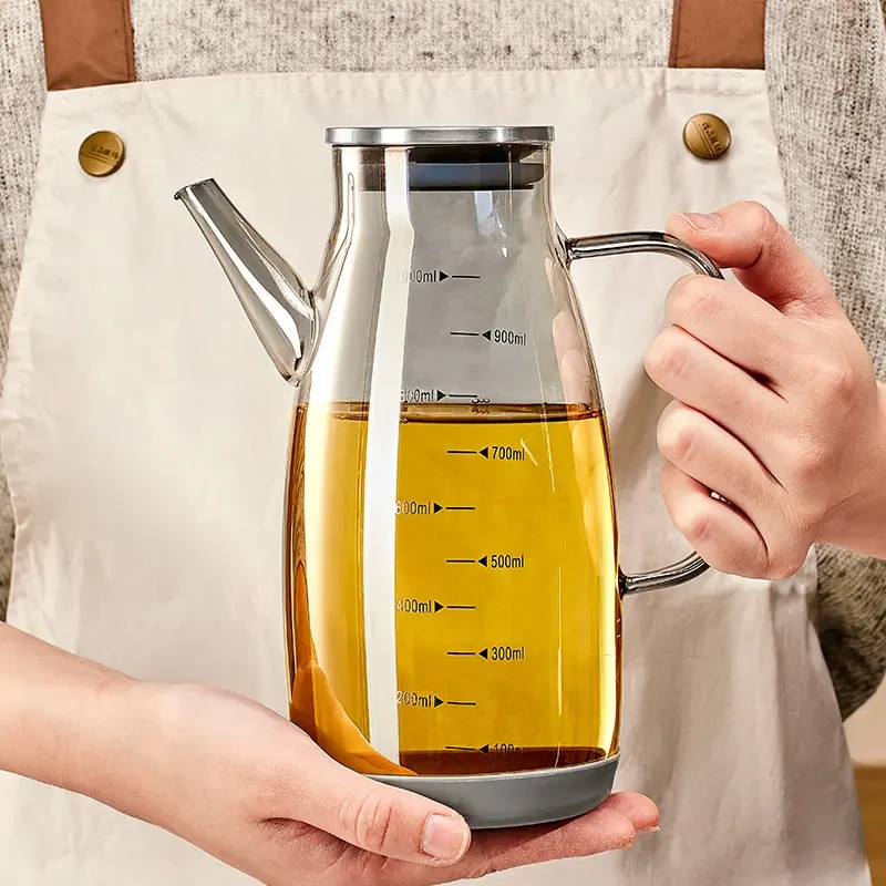 高硼硅玻璃油壶厨房家用油壶透明不挂油大容量装油防漏倒油油瓶
