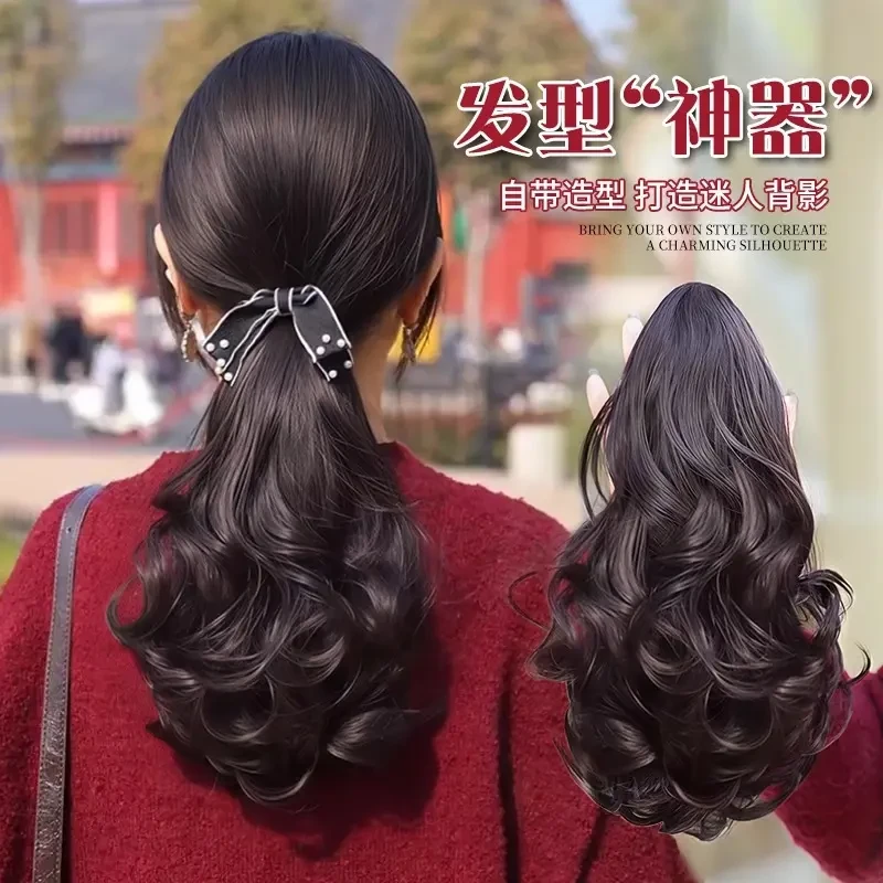 【蓬松有型】假马尾梨花卷短马尾假发女蓬松自然仿真发低马尾假发辫