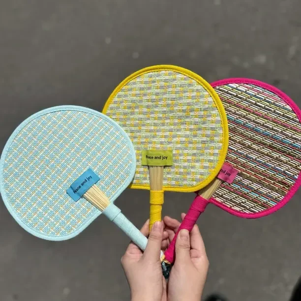 多巴胺夏日便携麦秆蒲扇可爱手摇扇少女心圆形扇子