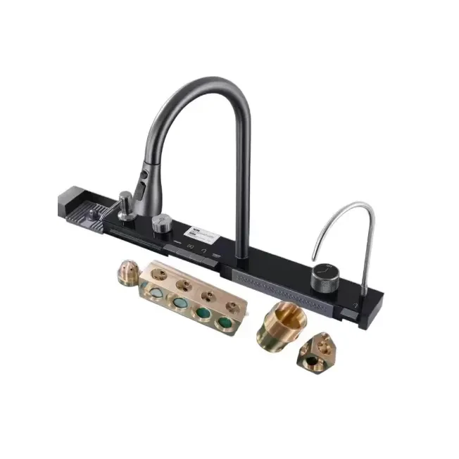 全铜水路定制版高品质一比一配置鲸鱼飞雨瀑布抽拉式冷热水龙头