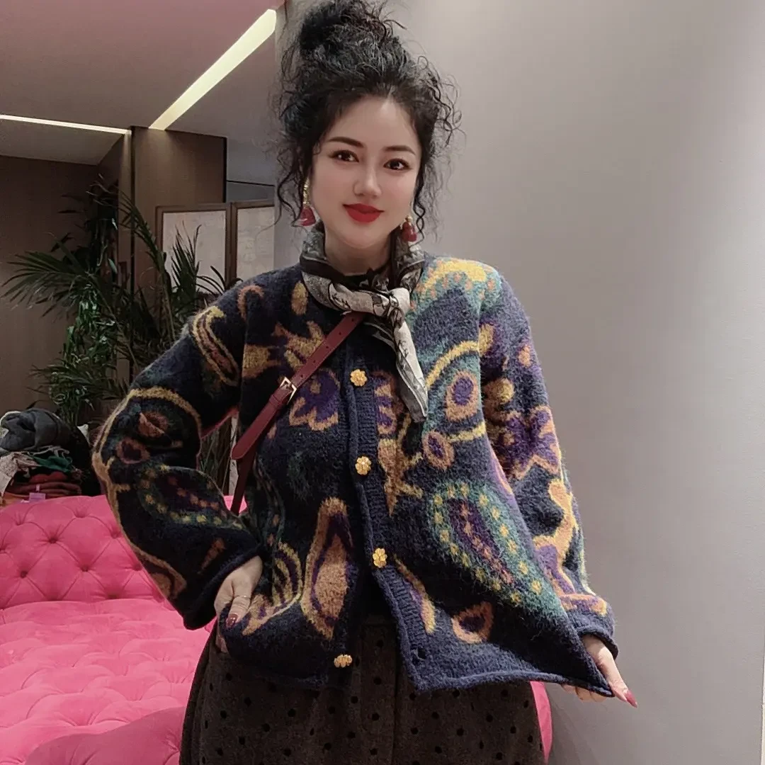 Chouduoduo·紫色秘密 法式常规长袖保暖毛衣秋冬针织开衫