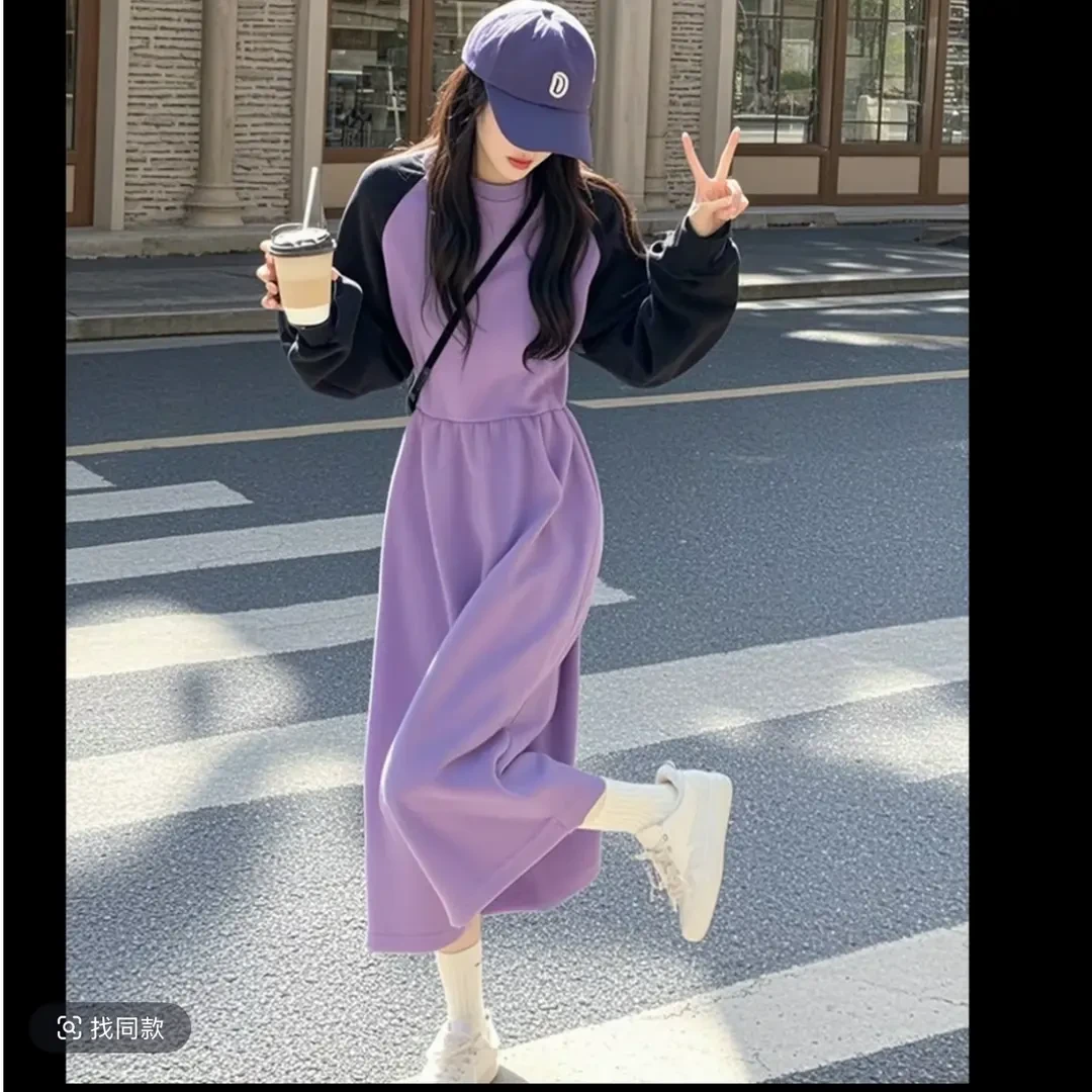 高个子175加长2025宽松修身卫衣裙女秋新款小个子高级气质连衣裙