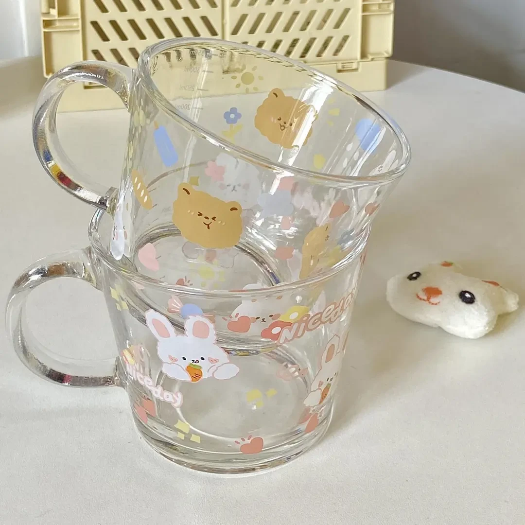 大容量玻璃杯燕麦片早餐杯子家用女牛奶杯带盖勺碗水杯带把咖啡杯