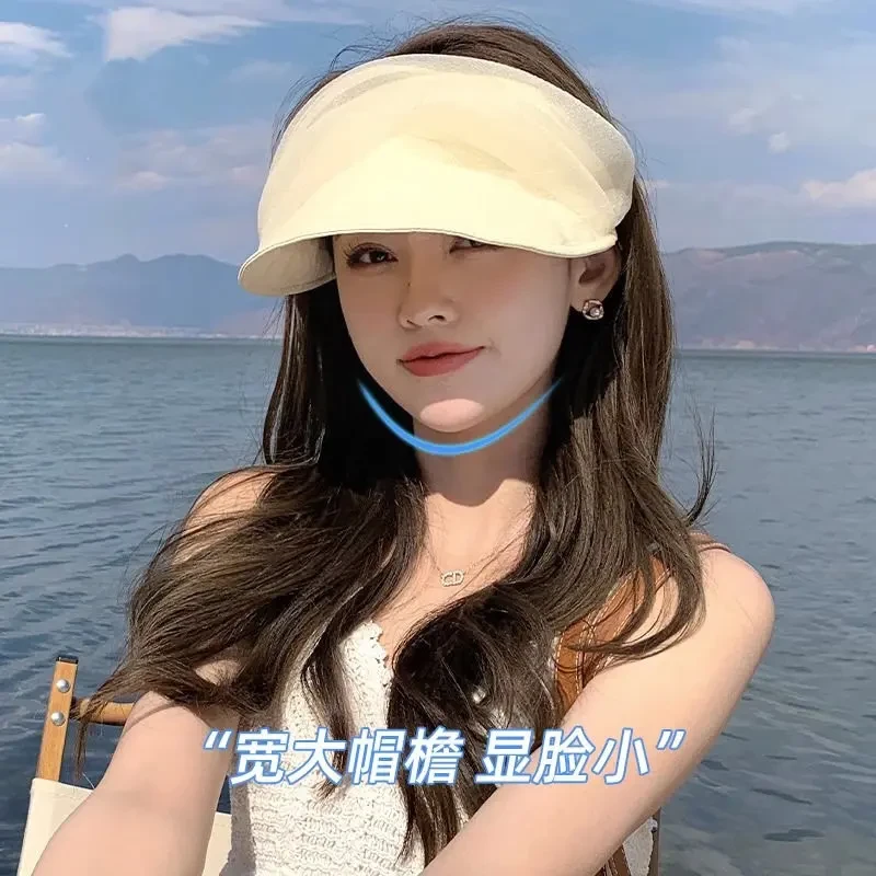 网纱帽子出游发箍款防紫外线遮脸遮阳帽空顶帽户外高级网红时尚