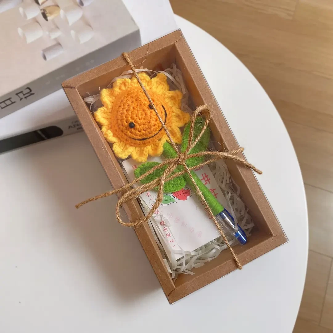 圆珠笔向日葵手工编织花束摆件礼物创意花笔仿真花朵笔送老师礼物
