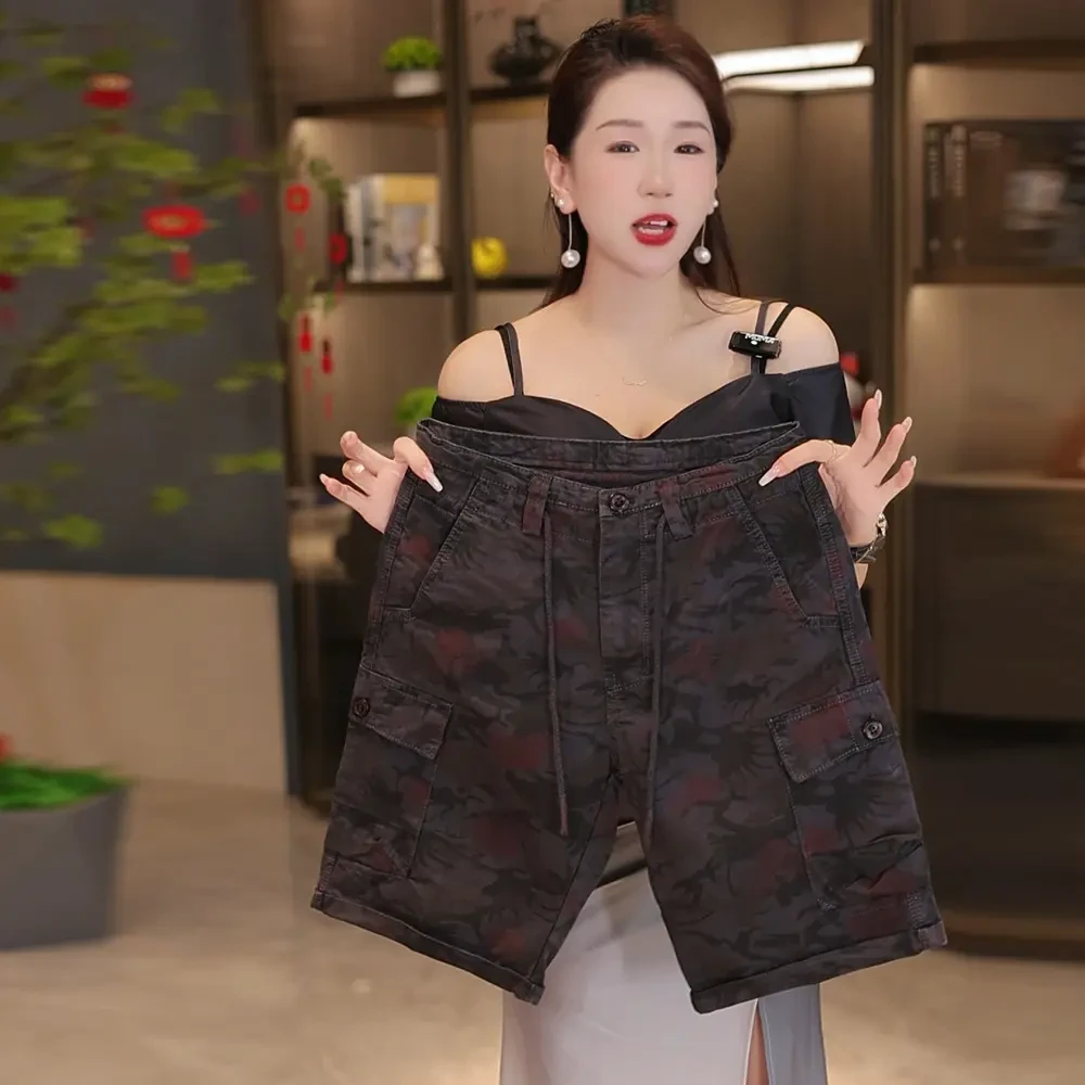 2025夏季高端迷彩短裤工装裤男休闲裤时尚宽松百搭五分薄款沙滩裤